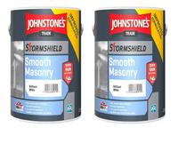 Johnstone's Trade Stormshield Smooth Masonry Paint Brilliant White 2.5L Pack Of 2