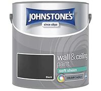 Johnstone's - Wall and Ceiling Paint Soft Sheen - Interior Paint - Satin Finish - Suitable for Interior Walls and Ceilings - Black - 2.5 L