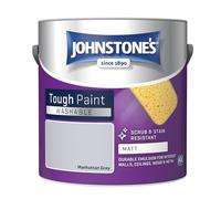 Johnstone's - Washable Matt Wall & Ceiling Paint - Manhattan Grey - 2.5L | Matt Finish, High Traffic Interior Walls, Scrub & Stain Resistant, Great Durability, 1-2 Hour Dry Time, 30m2 Coverage Per Tin