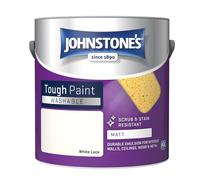 Johnstone's - Washable Paint - White Lace - Matt Finish - Emulsion Paint - Highly Durable - Stain Resistant - Non Toxic & Low Odour - 12m2 Coverage per Litre - 2.5L