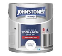 Johnstone's - Wood & Metal Paint - Gloss Finish - Brilliant White - 2.5l - Water Based - Non Drip & Quick Drying - Radiator Paint - Low Odour - Dry in 1-2 Hours - 8m2 Coverage per Litre