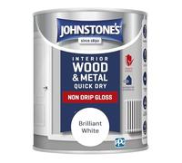 Johnstone's - Wood & Metal Paint - Gloss Finish - Brilliant White - 750ml - Water Based - Quick Drying - Radiator Paint - Low Odour - Dry in 1-2 Hours - 8m2 Coverage per Litre
