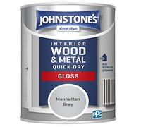 Johnstone's - Wood & Metal Paint - Gloss Finish - Manhattan Grey - 750ml - Water Based - Non Drip & Quick Drying - Radiator Paint - Low Odour - Dry in 1-2 Hours - 8m2 Coverage per Litre