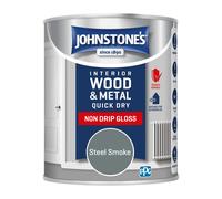 Johnstone's - Wood & Metal Paint - Gloss Finish - Steel Smoke - 750ml - Water Based - Non Drip & Quick Drying - Radiator Paint - Low Odour - Dry in 1