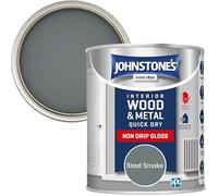 Johnstone's - Wood & Metal Paint - Gloss Finish - Steel Smoke - 750ml - Water Based - Non Drip & Quick Drying - Radiator Paint - Low Odour - Dry in 1-2 Hours - 8m2 Coverage per Litre