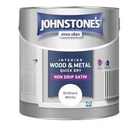 Johnstone's - Wood & Metal Paint - Satin Finish - Brilliant White - 2.5L - Water Based - Non Drip & Quick Drying - Radiator Paint - Low Odour - Dry in 1-2 Hours - 8m2 Coverage per Litre