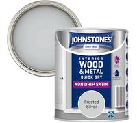 Johnstone's - Wood & Metal Paint - Satin Finish - Frosted Silver - 750ml - Water Based - Non Drip & Quick Drying - Radiator Paint - Low Odour - Dry in 1-2 Hours - 8m2 Coverage per Litre