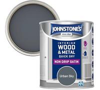 Johnstone's - Wood & Metal Paint - Satin Finish - Urban Sky - 750ml - Water Based - Non Drip & Quick Drying - Radiator Paint - Low Odour - Dry in 1-2 Hours - 8m2 Coverage per Litre
