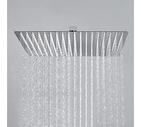 JOHO 304 Stainless Steel Shower Head 40 cm with Anti-Limescale Nozzles Large Waterfall Built-in Shower Head Square 40 x 40 cm Chrome