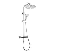 JOHO 304 Stainless Steel Shower Set with Thermostat Shower Fitting Rain Shower System with Shower Head Diameter 25 cm Chrome