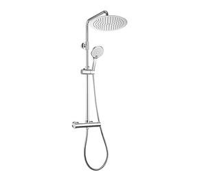 JOHO 304 Stainless Steel Shower Set with Thermostat Shower Fitting Rain Shower System with Shower Head Diameter 25 cm Chrome