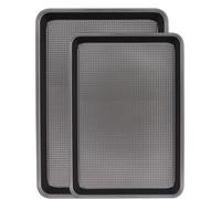 JOHO BAKING Cookie Sheets for Baking Nonstick, 2 Pack Heavy Duty 0.8mm Dark Gray Sheet Pan Set Quarter(9x13in) & Jelly Roll(10x15in), Diamond Textured Commercial Grade, Small Oven Safe