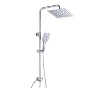 JOHO 304 SUS Shower System Shower Bar Adjustable Shower Set with Shower Holder Bracket Adjustable Height Shower Kit Shower Column with HandShower 3 Jets and Rainfall Shower Head 20x20cm.