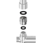 JOHO Shower Rail Shower Column Thread Adapter 1/2 Inch Female to 3/4 Inch Male Thread for Garden and Washing Machine Hose, Garden Hose Connection Brass Chrome