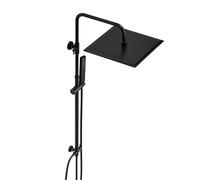 JOHO Shower Set Kit in 304 Stainless Steel Shower Riser Rail with Shower Bar Shower Holder Bracket Adjustable Height Bathroom Shower Hand and Shower Head Black Angle Adjustable 30x30cm.