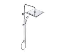 JOHO Shower set, shower stand set, shower system with shower head made of rust-proof stainless steel, 30 x 30 cm, square, chrome