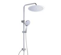 JOHO Shower Set Shower System Bathroom in SUS304 with Shower Bar Column Bracket Adjustable Height, Hand Shower 3 Jets and Rainfall Shower Head in Stainless Steel Angle Adjustable D25cm.