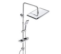 JOHO Shower System Shower Set Bathroom in SUS304 with Soap Dish Shelf Shower Bar Bracket Adjustable Height,Multifunctio Hand Shower and Shower Head Angle Adjustable Chrom 35x25cm.