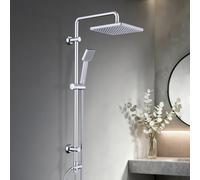 JOHO Stainless Steel Rain Overhead Shower Set with ABS 20 x 20 cm Shower Head and Rail