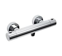 JOHO Thermostatic Shower Mixer Tap with Thermostat, Shower Thermostatic Mixer Tap with 38 °C Safety Button, Chrome Round