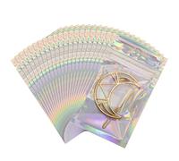 Johotone Foil Ziplock Bags Holographic Packaging Bags Resealable Smell Proof Storage Bags for Sample Bags Party Gift Packaging Food Storage 100 Pieces 2.4 x 4 inch (LSZFD100_6X10-JHT)