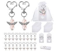 Johotone Guardian Angel Keychains Angel Wings Pendant Keychain with Organza Bags and Hanging Tags Thank You Gift Set for Baby Shower Wedding 20 Sets