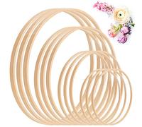 Johotone Wooden Bamboo Floral Hoop 12 Pack Macrame Craft Wreath Rings for DIY Wedding Party Wreath Decor & Crafts Making 4 Sizes (15 / 18 / 20 / 23 cm), L, (DIYHHDS_12-JHT)