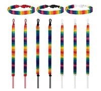 Johotone Woven Bracelets Handmade Friendship Bracelets LGBT Gay Pride Rainbow Braided Adjustable Wrist Anklet Bracelet 10 Pieces