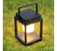 JOHUNT Outdoor Table Lamp, 3-Level Brightness Warm LED Lantern, USB & Solar Powered Solar lantern Waterproof, Touch Control Outdoor Lamps, Portable Cordless Lights for Patio, Balcony, Camping, Bedroom