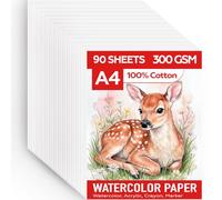 Joibabe A4 100% Cotton Watercolour Pad, 90 Sheets 300gsm Heavy Acid-Free Multi-Media Art Paper