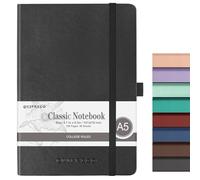 joibabe A5 Notebook with Lined Pages,192 Pages,100GSM Notepad with Soft PU Cover,Pen Holder,inner Pocket,Index Tabs.Journal Note Book for Office School Home Writing and Note-Taking(black)