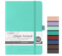 joibabe A5 Notebook with Lined Pages,192 Pages,100GSM Notepad with Soft PU Cover,Pen Holder,inner Pocket,Index Tabs.Journal Note Book for Office School Home Writing and Note-Taking(light green)