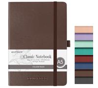 joibabe A5 Notebook with Lined Pages,196 Pages,100GSM Notepad with Soft PU Cover,Pen Holder,inner Pocket,Index Tabs.Journal Note Book for Office School Home Business Writing and Note-Taking(brown)