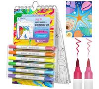 joibabe Colouring Book for Children Adult,A5 Colouring Activity Books with 6 Acrylic Painting pens/12 Colours, Therapy Anti-Stress Books Relaxation Anxiety Relief Gifts for Women/Kids Travel