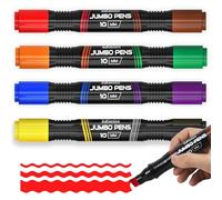 joibabe Jumbo Marker Pens - Thick Chisel Tip Markers with 10mm Dual Ends,4 Chunky Marker Pens for Adults and Kids,perfect for School,Office,Outdoor -(8 Colours)