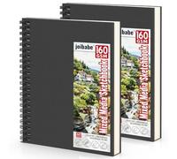 Joibabe Mixed Media Sketchbook 2 Pack, A4, 160GSM Acid Free Art Paper, 60 Sheets Per Pad, Spiral Bound, for Watercolour, Acrylic, Markers, Pencils, Sketching for Artists, Adults and Students