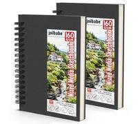 Joibabe Mixed Media Sketchbook 2 Pack A5,160GSM Acid Free Art Paper, 60 Sheets Per Book, Spiral Bound, for Watercolour, Acrylic, Markers, Pencils, Sketching for Artists, Adults and Students