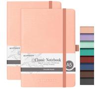 joibabe Notebook A5 Lined Hardback, 2 Pack Journal Notpads with 384 Pages,100gsm Thick Paper with 2 Free Sticky index Tabs,Pen Loop,Inner Pocket.Pink Note Book for Office School for Children Adult