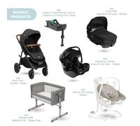 Joie Alore Pushchair with I-Jemini Car Seat & Base & Serina Swing & Calmi Carrycot & Roomie Glide Bedside Crib Bundle - Shale