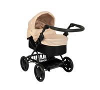 Joie Junior Cherish Dolls Pram | Stone & Black, Adjustable Handle & Hood, Fold Flat Design, Includes Matching Changing Bag, Removable Apron & Under