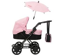 Joie Junior Classic Pram & Parasol Age 3+ | Toy Travel System with Changing Bag, Adjustable Hood & Storage | Pushchair & Pram Playset for Kids | My Girl Doll Accessories