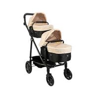 Joie Junior Evalite Twin Pushchair | Stone & Black Double Pushchair | Double Dolls Pram with Adjustable Height Handle And Multiple Seat Options | Suitable For Ages 3+