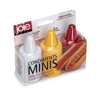 Joie Kitchen Accessories Mini Condiment Squeeze Bottles, Set of 3 Reusable Sauce Dispensers for Ketchup, Mustard & Dressing, BPA-Free, Red/Yellow/White