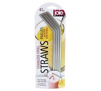 Joie Kitchen Gadgets 4pc Reusable Stainless Steel Straws with Cleaning Brush, Silver