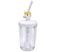 Joie Kitchen Gadgets MSC International 16162 Joie Unicorn Milk Mix with Lid Pump and Drinking Straw, 10-Ounce Capacity, Unicron Cup, White, Plastic