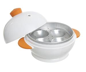 Joie Microwave Egg Boiler - 4-Egg Cooker for Hard & Soft Boiled Eggs, Quick & Easy Breakfast Maker, BPA-Free, Microwave Safe, White