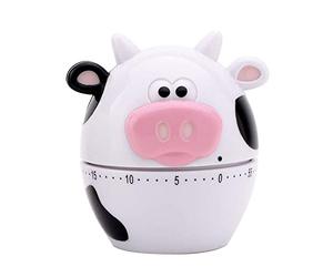 Joie Moo Mechanical Kitchen Timer - 60-Minute Manual Timer, No Batteries Required, White Cow Design