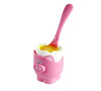 Joie Piggy Egg Cup Set, 2-Piece Soft and Hard-Boiled Egg Holder with Spoon, Pink