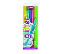 Joie Reusable Plastic Straws - 20-Piece Glitter Drinking Straws Set with Cleaning Brush, BPA-Free, Eco-Friendly & Dishwasher Safe, Colorful