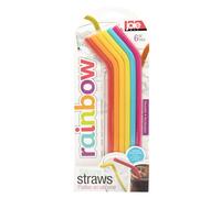 Joie Reusable Silicone Straws, Set of 6 with Cleaning Brush, Rainbow, 6 count